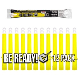 Be Ready - Industrial 12 Hour Illumination Emergency Safety Chemical Light Glow Sticks 12 Pack - Yellow