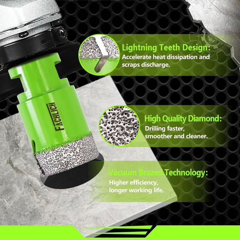 FACHLICH Diamond Core Drill Bits,2-2/3" 68mm Ceramic Tile Drill Bits