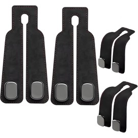 4 Ganchos De Almacenamiento Para El Respaldo Del Asiento Del Coche, Ganchos Dobles Para Reposacabezas, Ganchos De Cuero Para Coche, Adecuado Para Bolsos, Teléfonos Móviles, Carteras, Etc(negro)