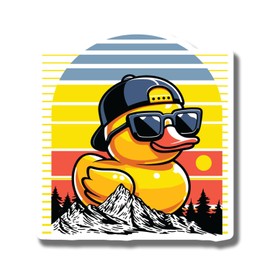 Cute Rubber Duck Magnet - Retro Duck Fridge Magnet - Cool Duck Wearing Sunglasses Magnet - Fun Kitchen Decor - Unique Gift Idea - 5" Vinyl Sticker - Car Magnet - Made in USA - AAMT1843