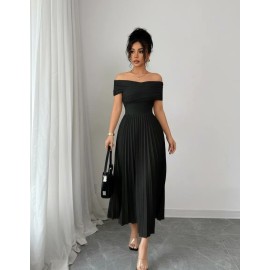 Elegantes Vestidos De Diseño Plisado Sin Tirantes Para Mujer