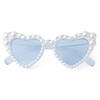 PEGH Kids Heart Shaped Sunglasses for Toddler Girls Pearl Party