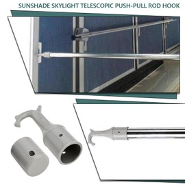 YINETTECH 2 Sets Window Opener Pole Hook, 25mm ID Window Opener Rod Hook ABS Hook with Non-Slip Base Suitable for Windows Attic Doors Sky Lights Wardrobes, Gray