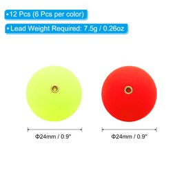 PATIKIL Fishing Bobber 24mm/0.9 Inch Dia, 12 Pack Slip Foam Floats Buoy Rig Stoppers for Crappie Trout Bass Fishing, Red,Yellow