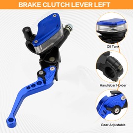 VG MOTO Motorcycle Brake Clutch Pump Lever 7/8" 22mm Dual Hydraulic Master Cylinder Reservoir CNC Left & Right Set Universal Replacement for Harley Honda Kawasaki Suzuki Yamaha (Blue)
