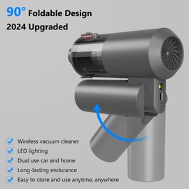 Tkkich AirifyPro Vac V2 Portable Air Blower/Car Vacuum 14500PA High Power 90°Foldable 3in1 Handheld Vacuums Cleaner Brushless Motor Cordless Duster Grey
