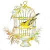 CafePress Yellow Bird and Cage 30"x60" Absorbent Cotton Back, Soft