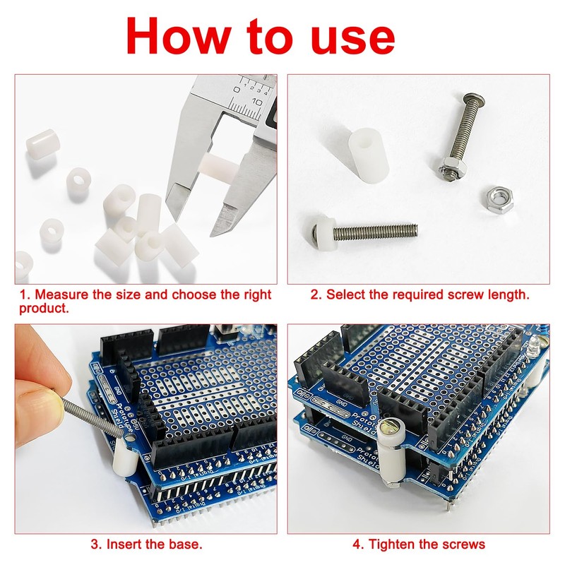 YIXISI 150 Pieces Plastic Round Spacer Kit, for M3/M4 Screws,