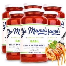Yo Mama's Foods Keto Tomato Basil Pasta and Spaghetti Sauce - Pack of (6) - No Sugar Added, Low Carb, Low Sodium, Vegan, Gluten Free, Paleo Friendly, and Made with Whole, Non-GMO Tomatoes