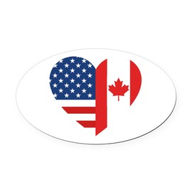 CafePress Canadian American Flag Love Oval Car Magnet, Euro Oval Bumper Magnet
