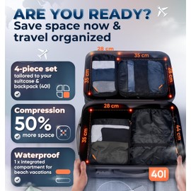 Compression Packing Cubes for Suitcases - Travel and Cruise Essentials, Organiser Bags, Packing Cubes for Travel - Packing Cubes Compression Set - Packing Cubes for Suitcases Compression Cubes