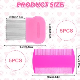 10Pcs Flea Comb Lice Comb Double Sided Fine Tooth Dandruff Comb Nit Combs for Lice Hair Grooming Comb with Metal Teet Plastic Flea Comb for Pet and Human to Keep Skin Healthy and Hair Soft (4 Colors)