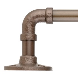 Decopolitan 5/8" Pipe Wrap Around Curtain Rod Set, 86 to 128 Inches, Dark Bronze