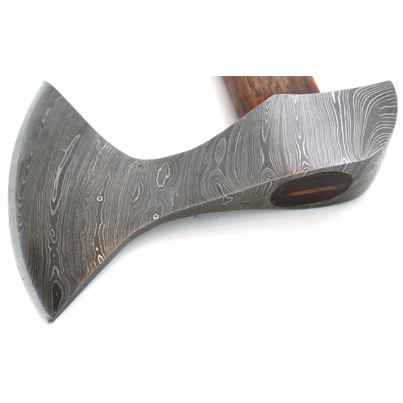 Wild Turkey Handmade Solid Damascus Steel Axe w/Leather Sheath Outdoors