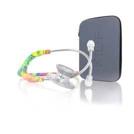 MDF Tie Dye Silver MD One Epoch Lightweight Titanium Stethoscope, Adult, Tie Dye Tube, Silver Chestpieces-Headset, MDF777TTD+ Travel Case
