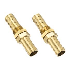 sourcing map 2 Pcs Brass Hose Barb Fitting Straight Connector Coupler, 1/2" ID Brass Fitting Air Hose Fittings 2.13" x 0.67"(LxW) for Connecting Water Fuel Air, Oil Hoses