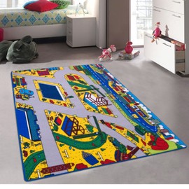Kids/Baby Room/Daycare/Classroom Construction Site Themed Kids Area Rug Play Mat (5 Feet X 7 Feet)
