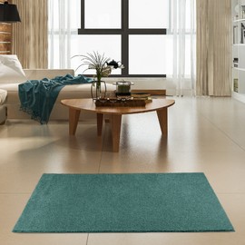 Furnish my Place Modern Plush Solid Color Rug - Teal, 2' x 6' Oval, Pet and Kids Friendly Rug. Made in USA, Area Rugs Great for Kids, Pets, Event, Wedding