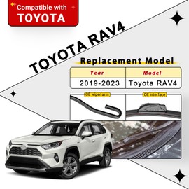 RAINTOK Windshield Wiper Blades Replacement for 2019 2020 2021 2022 2023 Toyota RAV4 Original Factory Quality Front Rear Wipers Blade Set for My Car - 26" 16" 12" (Pack of 3)