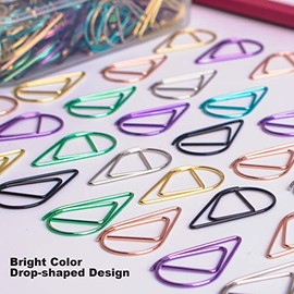 300 piezas de clips de papel multicolores bonitos, alambre de acero inoxidable suave con forma de gota de color, clips de papel pequeños para suministros de oficina, niñas, niños, estudiantes de