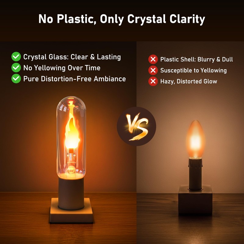 Hompavo LED Flame Bulbs (4 Pack) - 3W Flickering Fire