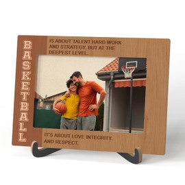 Basketball Coach Photo Frame, Basketball Definition Wooden Desktop Photo Frame with Stand - Best Coach Picture Frame Gift - Thank You Appreciation Gifts for Coach, Birthday Retirement Gifts -A27
