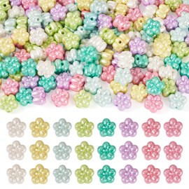 Cheriswelry 150Pcs Flower Beads Acrylic Floral Loose Spacer Beads Colorful Flower Keychain Bead 12.5mm for Necklace Earring Bracelet Jewelry Making Summer Decoration