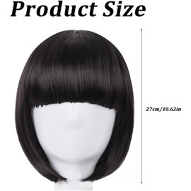 HREDZEO Black Wig Black Short Women, Black Wig Short Straight Wigs Straight Fringe Wigs Short Hair Wig Women for Carnival Cosplay Party