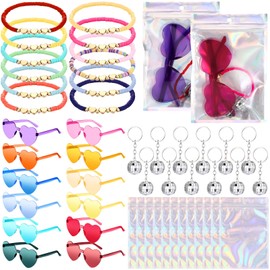 Geiserailie 48 Pcs Popular Singer Party Favors Era Friendship Gifts Set, Beaded Bracelets Sunglasses Keychain for Birthday(Multiple Colors)