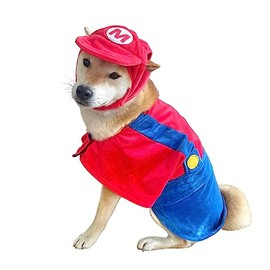 ComfyCamper - Disfraz de perro para cachorros, cachorros, gato, gatito, mascota, overoles de súper hermanos accesorios de Halloween, grande, rojo