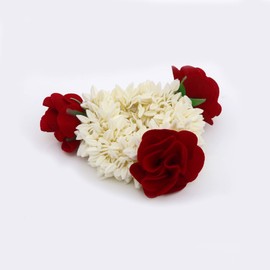 Paradise Hair Bun Gajra Flower Artificial Juda Accessories for Women Red White 60 grams pack of 2 pc