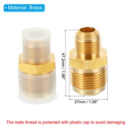 PATIKIL 1/2 Inch Male Flare x 3/4 Inch Male Flare Connector, SAE 45 Degree Flare Brass Adapter Reducing Union Tube Coupler Flare Pipe Fitting for Air Gas Line Refrigeration HVAC