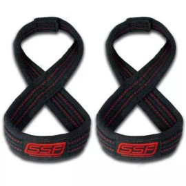 Serious Steel Fitness Figure 8 Straps | Deadlift Straps | Lifting Straps - Black, 60 CM (Up to 7" Wrist Circumference)
