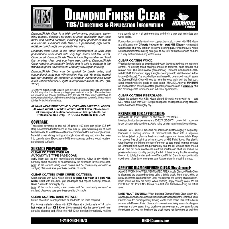 KBS Coatings 8124 Clear Satin Diamond Finish Aerosol, Covers 35
