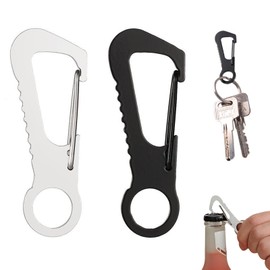 Mini Carabiner Hook, Small Carabiner Keyring Can Be Used as Bottle Opener, Stainless Steel Carabiner Hook Key Ring with Spring Hook for Backpack, Car Keys, 2 Pieces (c)