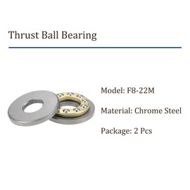 Kozelo 2pcs F8-22M Thrust Ball Bearings [8mm x 22mm x 7mm] Chrome Steel Miniature Thrust Bearings with Washers for Machine Tools