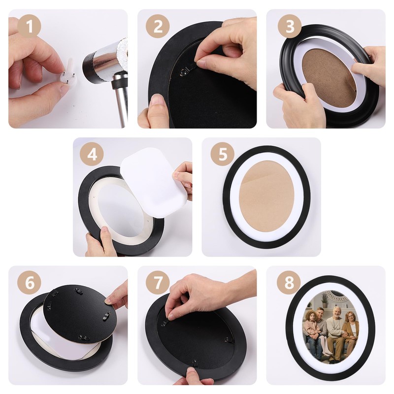 Black Oval Frame Oval Picture Frame 10 Inch with Seamless