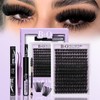 B&Q Fluffy Lash Clusters Kit UltraSoft Cluster Eyelash Extensions, 200D