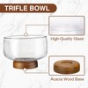 NiHome 123oz Large Glass Trifle Bowl with Elegant Acacia Wood