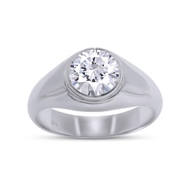 SAVEARTH DIAMONDS 1 4/9 Carat Round Cut Lab Created Moissanite Diamond Bezel Set Solitaire Engagement Ring In 14k White Gold Over Sterling Silver Gift For Women (Clarity : VVS1, 1.45 Cttw)-7