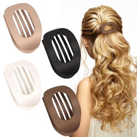 4 PCS Flat Hair Clips for Women, Flat Hair Clips Strong Hold, Large Curved Hairs Clip for Thin Hair, Curved Design French Barrette Accessories for Women and Girls (black)