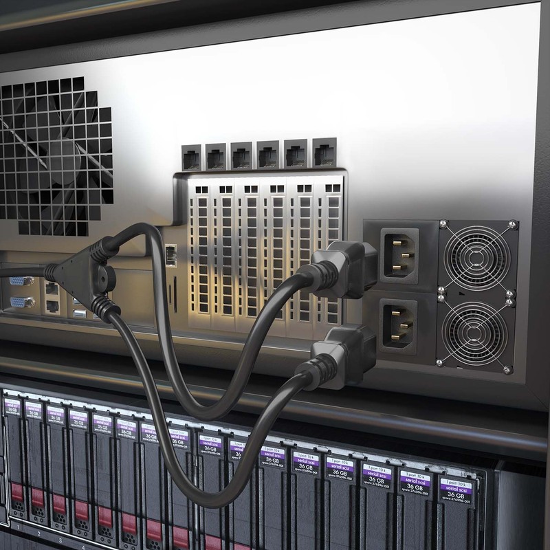 AISENS - A132-0864 CPU Power Cable CEE7/M-2XC13/H Black 6ft