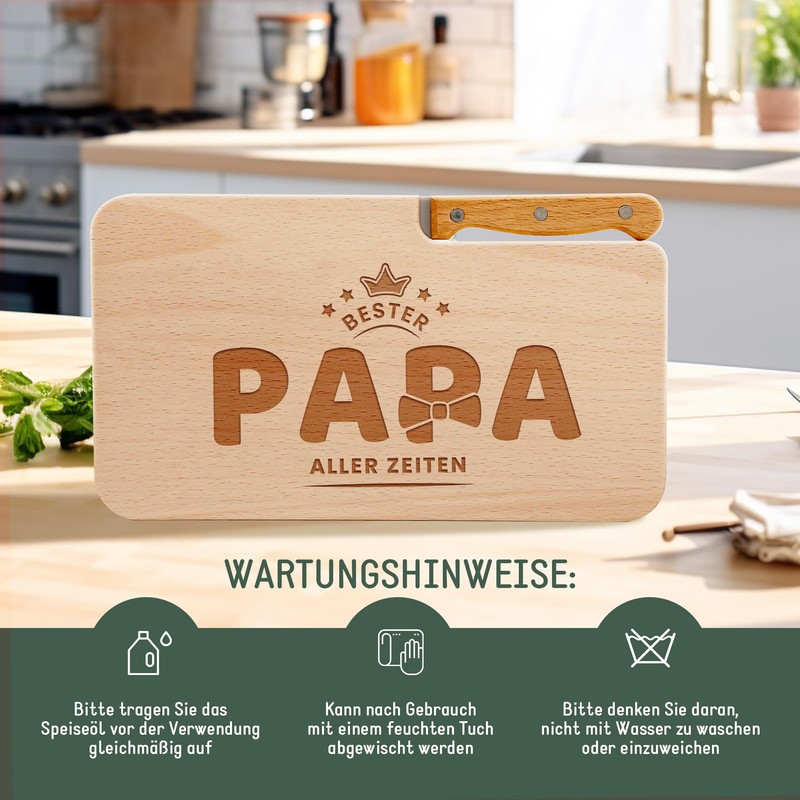 Unique Gift Idea for Dad: Wooden Breakfast Board with Engraving
