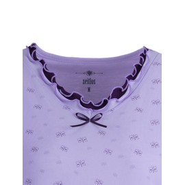 Zeitlos Nightdress Women's Short-Sleeved Heart Butterfly Ruffle Sleep Shirt M-2XL, purple