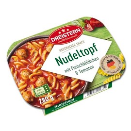 DREISTERN Pasta Pot with Meatballs and Tomatoes 280 g | Homemaker Snack | Quick and Easy Prepared