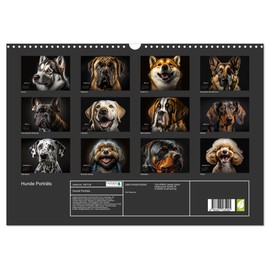 Hunde Porträts (Wandkalender 2026 DIN A3 quer), CALVENDO Monatskalender