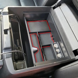 Center Console Organizer for 2014-2018 Chevy Silverado 1500 / GMC Sierra 1500 Accessories and 2015-2019 Sierra/Silverado 2500/3500HD and 15-2020 Yukon/Yukon XL/Tahoe/Suburban Armrest Storage Box, Red