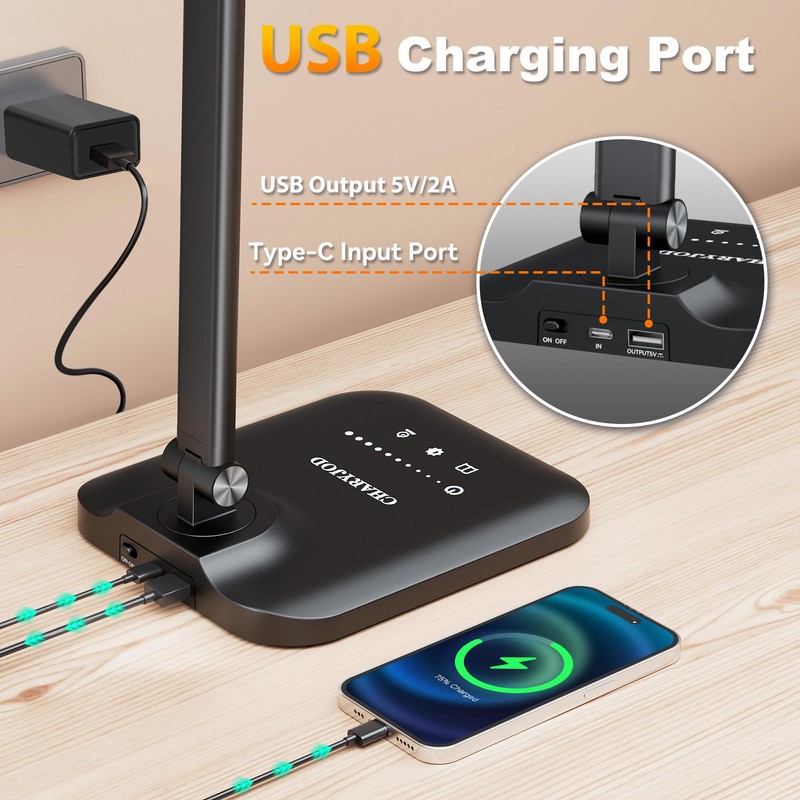CHARYJOD LED Desk Lamp for Office Home, Height Adjustable Architect