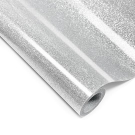 Silver Glitter HTV Heat Transfer Vinyl, 12" x 5ft lron on Vinyl, for T-Shirt Ironing, Vinyl HTV Easy to Cut and Weed, DIY Creativity for Eternal Love. (Silver, 5ft)