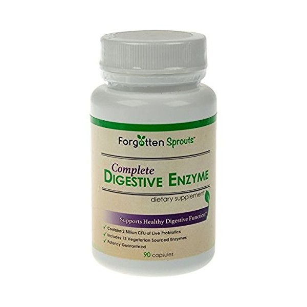 Digestive Enzyme with 2 Billion Probiotics - Non-GMO - 13 Vegetarian Sourced Enzymes - 90 Capsules - Dietary Supplement by Forgotten Sprouts